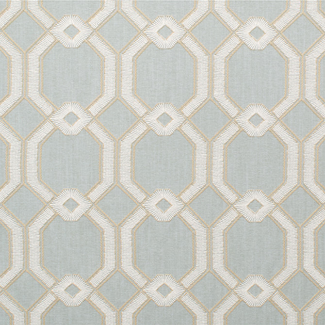 Graceful Gate Powder Blue by Carole Fabric Seamist,Bluebell 100% Polyester India N/A 6 1/2" V, 6 3/4" H 53.5"  - Fabric Carolina -