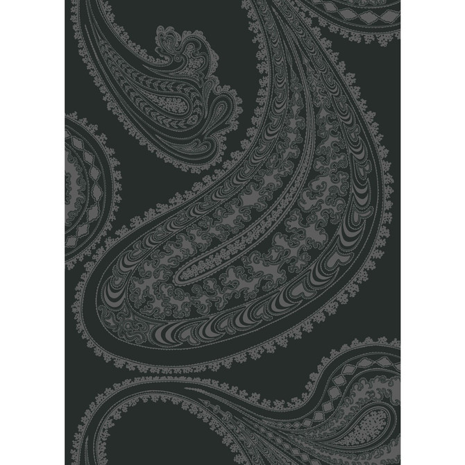 Rajapur Char Blk by Cole & Son Fabric COLE & SON CONTEMPORARY FABRICS COTTON - 66%;VISCOSE - 31%;POLYESTER - 3% Italy HEAVY Horizontal: 17.45 and Vertical: 24 52.36 - Fabric Carolina -