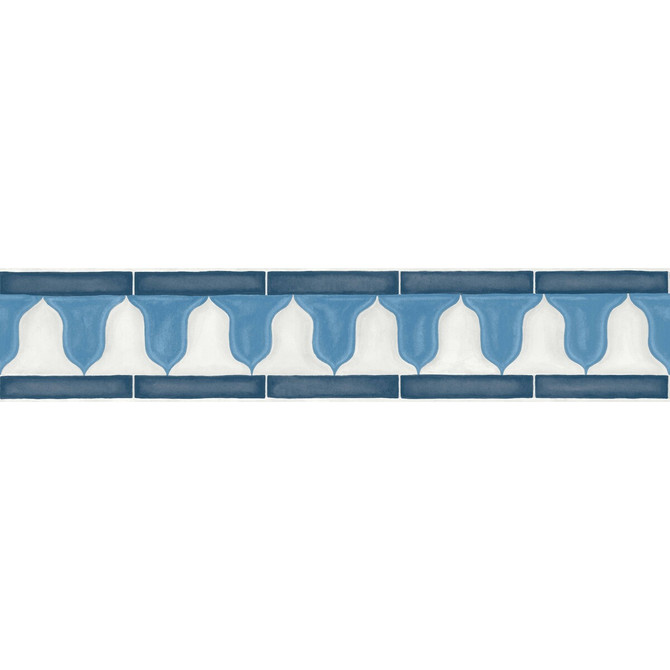 Zellige Border China Blue & White by Cole & Son Wallcovering COLE & SON MARTYN LAWRENCE BULLARD PAPER - 100% United Kingdom - Horizontal: 20.5 and Vertical: - 4.1 - Fabric Carolina -