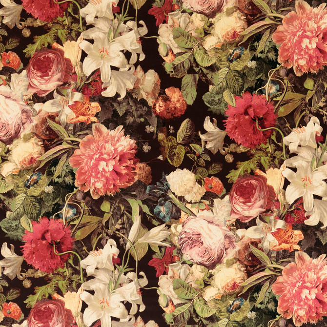 Floral Pompadour Velvet Red/Plum by Mulberry Fabric MODERN COUNTRY VELVETS COTTON - 88%;POLYESTER - 12% Austria HEAVY Horizontal: 52.796 and Vertical: 33.096 52.796 - Fabric Carolina -