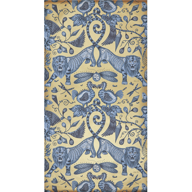 Extinct Blue by Clarke And Clarke Wallcovering Clarke And Clarke Wallcovering Extinct BlueWallcovering ANIMALIA BY EMMA J SHIPLEY FOR C&C United Kingdom </p><p>Repeat: H: 0, V: 18 20.5 - Fabric Carolina -
