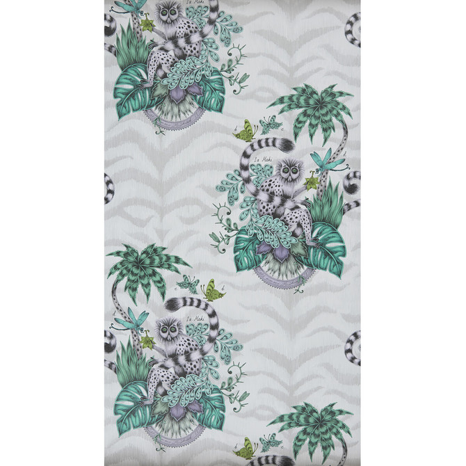 Lemur Jungle by Clarke And Clarke Wallcovering ANIMALIA BY EMMA J SHIPLEY FOR C&C United Kingdom Horizontal: 0 and Vertical: 25.25 20.5 - Fabric Carolina -