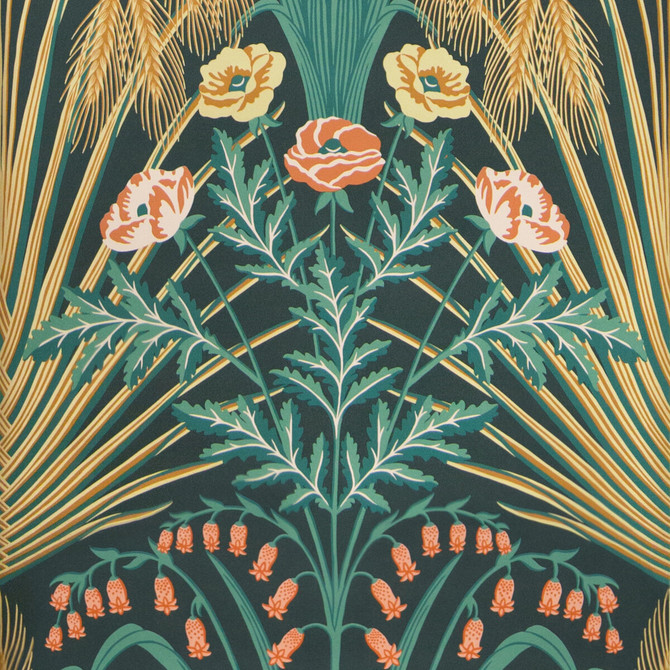 Bluebell Teal/Gold/Petrol by Cole & Son Wallcovering COLE & SON BOTANICAL BOTANICA PAPER - 100% United Kingdom Horizontal: 20.5 and Vertical: 30 20.5 - Fabric Carolina -