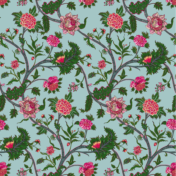 Palampore Azul by Gaston Y Daniela Fabric GASTON LIBRERIA LINEN - 91%;POLYAMIDE - 9% Italy HEAVY Horizontal: 26.52 and Vertical: 50 52.8 - Fabric Carolina -