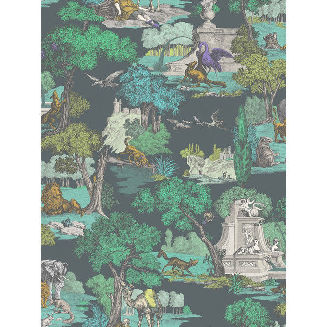 Versailles Grand Viridian by Cole & Son Fabric COLE & SON CONTEMPORARY FABRICS COTTON - 100% Italy HEAVY Horizontal: 29.1 and Vertical: 39 58.25 - Fabric Carolina -