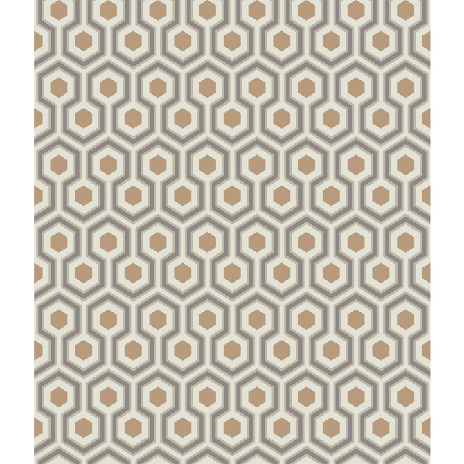 Hicks Hexagon Gold/Taupe by Cole & Son Wallcovering CONTEMPORARY RESTYLED PAPER - 100% United Kingdom - Horizontal: 20.5 and Vertical: 4 20.5 - Fabric Carolina -