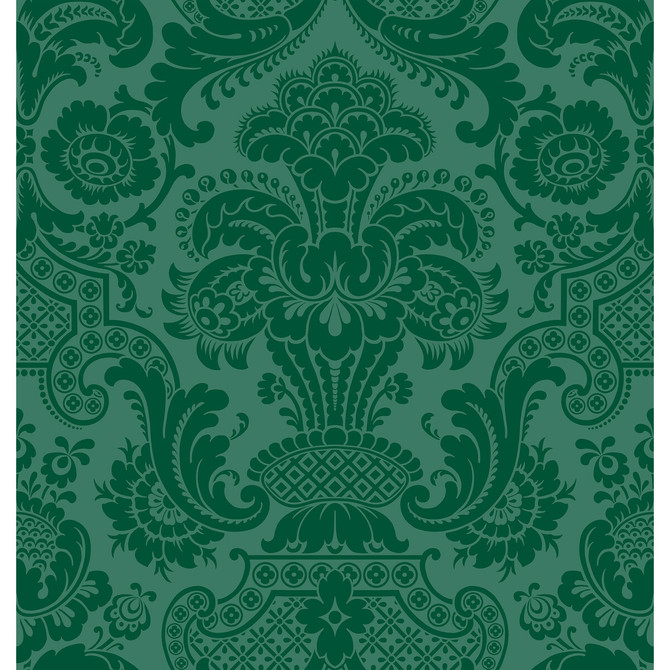 Petrouchka Green by Cole & Son Wallcovering COLE & SON MARIINSKY DAMASK PAPER - 100% United Kingdom - Horizontal: - and Vertical: 28.25 27 - Fabric Carolina -