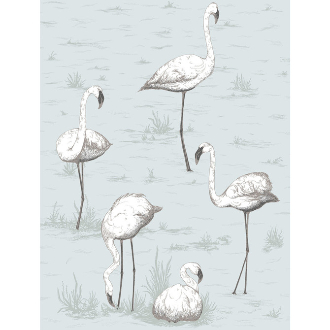 Flamingos Charcoal/Aqua by Cole & Son Wallcovering CONTEMPORARY RESTYLED PAPER - 100% United Kingdom - Horizontal: 21 and Vertical: 27.5 21 - Fabric Carolina -