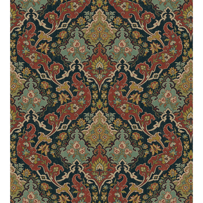 Pushkin Multi-Coloured by Cole & Son Wallcovering COLE & SON MARIINSKY DAMASK PAPER - 100% United Kingdom Horizontal: and Vertical: 15 27 - Fabric Carolina -