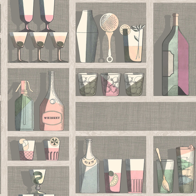 Cocktails Pastel by Cole & Son Wallcovering COLE & SON FORNASETTI SENZA TEMPO PAPER - 100% United Kingdom Horizontal: 27 and Vertical: 27 27 - Fabric Carolina -