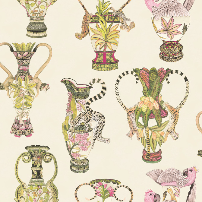 Khulu Vases Cream & Multi by Cole & Son Wallcovering