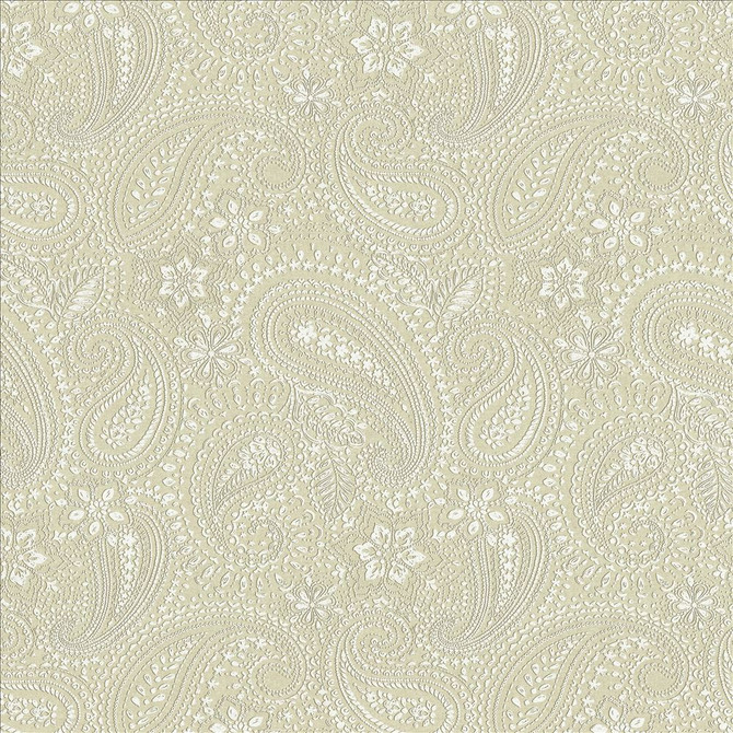 Graphic Paisley White  by Kasmir Fabric See sample 90% Cotton
10% Polyester
 FRANCE 24,000 Martindale Cycles </p><p>Repeat: Horizontal: 17 7/8 inches and Vertical: 24 inches 61  - Fabric Carolina -