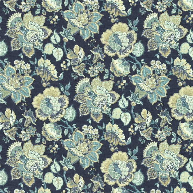 Parisian Park Indigo by Kasmir Fabric 1454 100% Cotton
 SPAIN 30,000 Wyzenbeek Double Rubs </p><p>Repeat: Horizontal: 27 inches and Vertical: 27 inches 54 - Fabric Carolina -