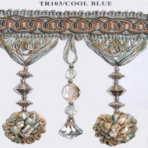 Tr103 Cool Blue 39-3 by Norbar Fabric 4 3/4" BEAD WITH TASSEL - Fabric Carolina -