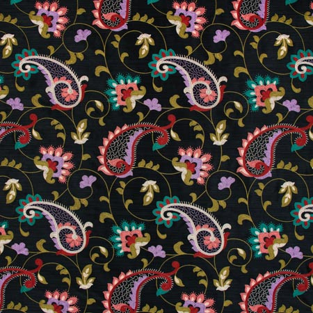 Garden Blooms Multi by Carole Fabric ONYX & IVORY 100% Polyester India N/A 18" V, 17" H 51"  - Fabric Carolina -