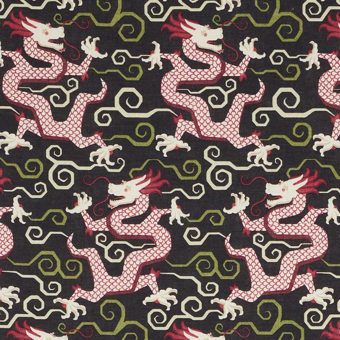 Bixi Dragon Black 179001 by Schumacher Fabric Schumacher X Williams Sonoma 6.75" - Fabric Carolina -