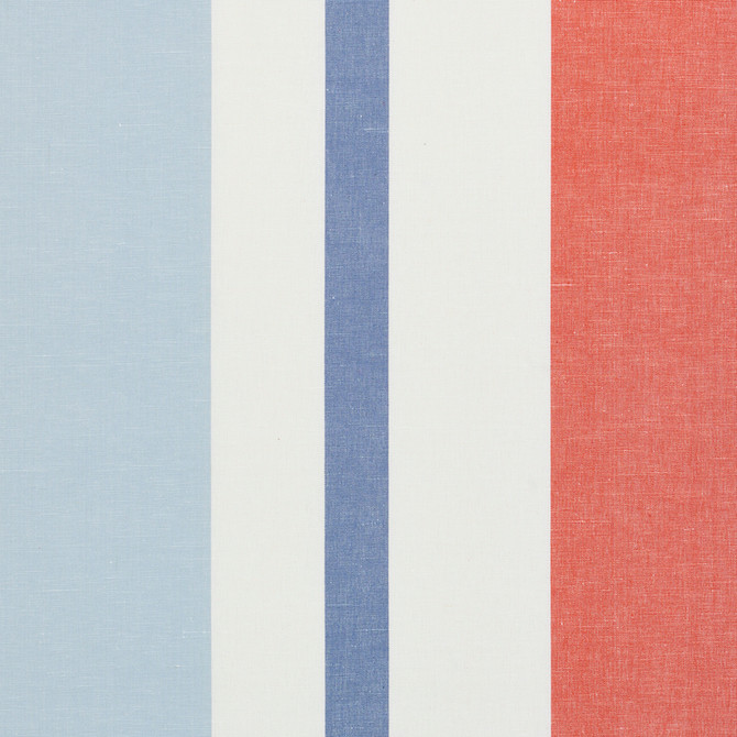 Lolland Linen Stripe Sky & Coral 79662 by Schumacher Fabric SCANDINAVIAN MODERN See Sample INDIA - </p><p>Repeat: Horizontal: 54" (137CM) and Vertical: - 54" (137CM) - Fabric Carolina -