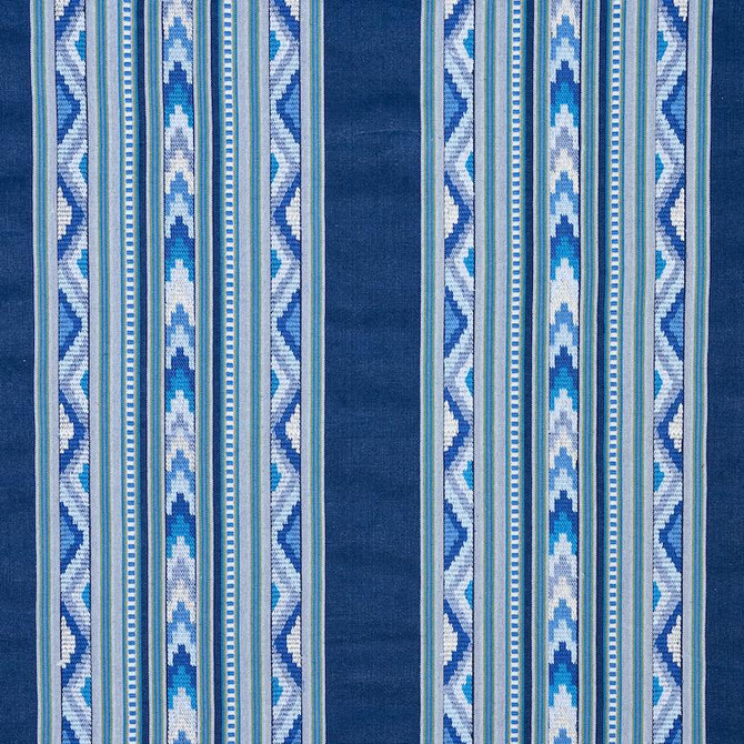Zarzuela Stripe Embroidery Indigo 78390 by Schumacher Fabric Exquisite Embroideries 13.25" - Fabric Carolina -