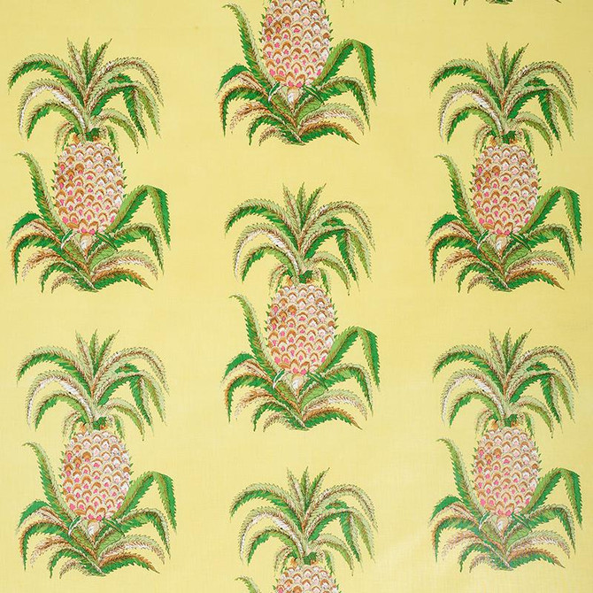Pineapples Chintz Yellow 178803 by Schumacher Fabric Isola Indoor/Outdoor 27.12" - Fabric Carolina -