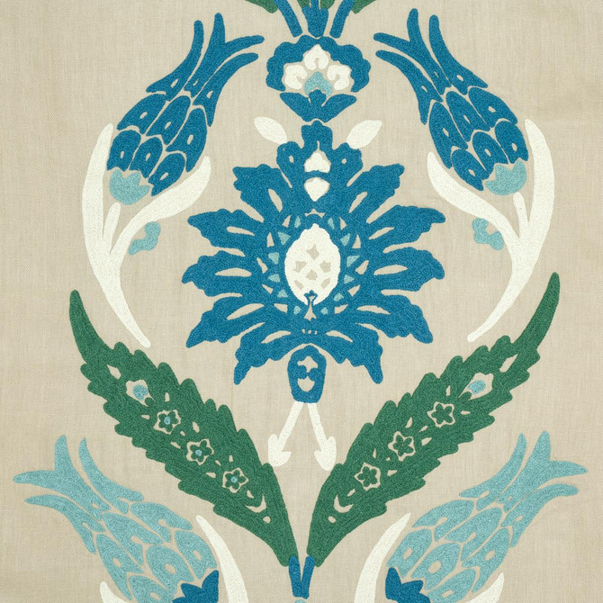 Anagada Embroidery Peacock 74141 by Schumacher Fabric Palampore 24.0" - Fabric Carolina -