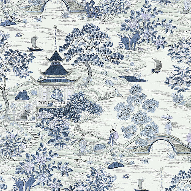 Satomi Hand Block Print/Evening Blue Sc 000316624 by Scalamandre
 Fabric PACIFICA 100% LINEN THAILAND MEDIUM DUTY Horizontal: 47.5" and Vertical: 35.25" 54.25" - Fabric Carolina -