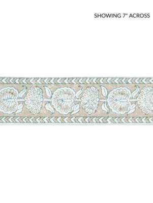 <p>Tulsi Block Print Tape Misty Island SCT33280001 by Scalamandre Trim</p><p><strong>Required Minimum Quantity Purchase: Fabrics by the yard 1 YARD MINIMUM </p><p>Book: PACIFICA</p><p>Content: 100% COTTON</p><p>Origin: INDIA</p><p>Performance: MEDIUM DUTY</p><p>Repeat: Horizontal: 2.75" and Vertical: </p><p>Width: 2.25</p>