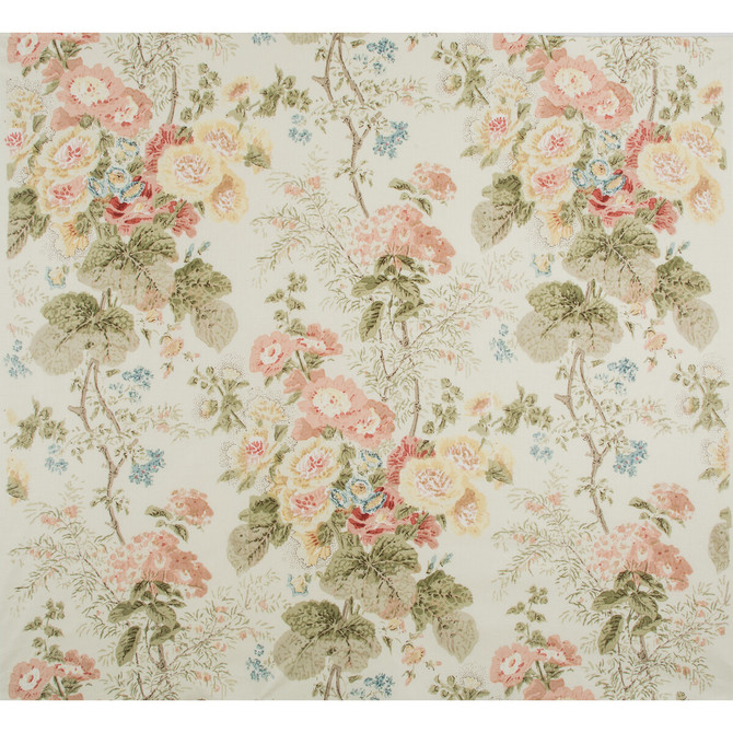 Hollyhock Hdb Coral/Olive by Lee Jofa Fabric - COTTON - 100% Thailand - Horizontal: 33 and Vertical: 40 49 - Fabric Carolina -