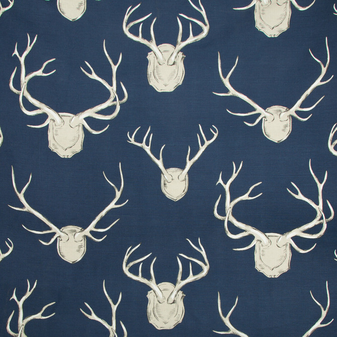 Antlers Navy by Lee Jofa Fabric LODGE II PRINTS LINEN - 55%;COTTON - 45% Thailand MEDIUM Horizontal: 54 and Vertical: 31.5 54 - Fabric Carolina -