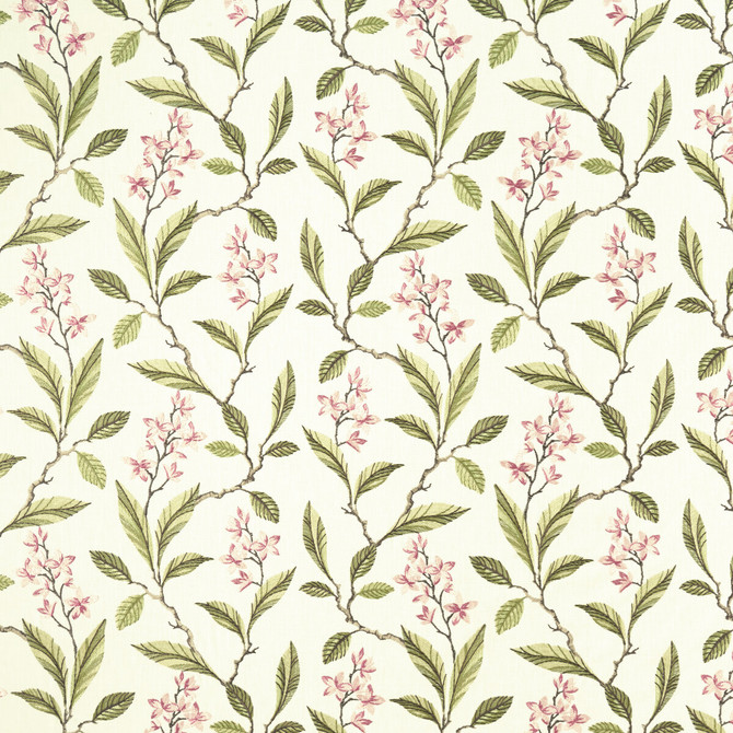 Melrose Pink/Apple by Clarke And Clarke Fabric CLARKE & CLARKE HALCYON POLYESTER - 52%;COTTON - 48% India Horizontal: 17.32 and Vertical: 12.8 54 - Fabric Carolina -
