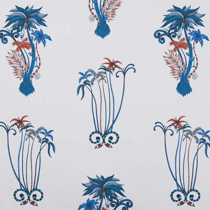 Jungle Palms Blue by Clarke And Clarke Fabric ANIMALIA BY EMMA J SHIPLEY FOR C&C COTTON - 100% United Kingdom HEAVY Horizontal: 18.11 and Vertical: 26.18 54 - Fabric Carolina -
