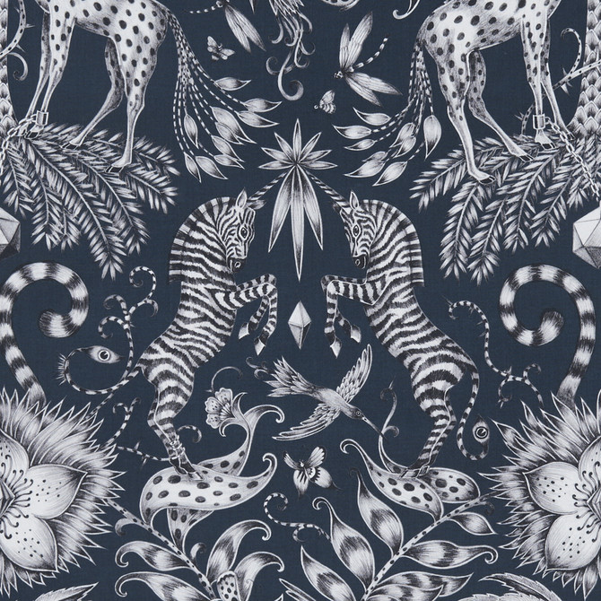 Kruger Navy by Clarke And Clarke Fabric Clarke And Clarke Fabric Kruger NavyFabric ANIMALIA BY EMMA J SHIPLEY FOR C&C COTTON - 100% United Kingdom </p><p>Repeat: H: 13.58, V: 22.44 54 - Fabric Carolina -