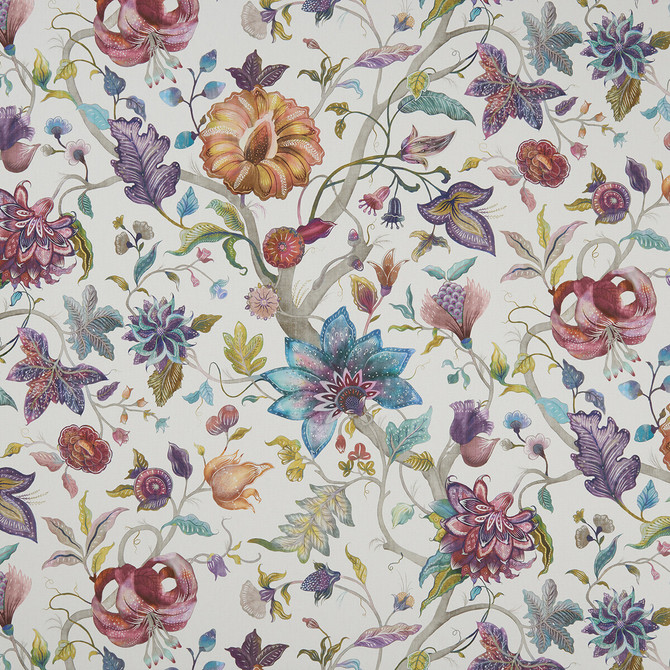 Delilah Summer/Cream by Clarke And Clarke Fabric CLARKE & CLARKE COUNTRY GARDEN COTTON - 100% Spain MEDIUM Horizontal: 53.94 and Vertical: 35.04 54 - Fabric Carolina -
