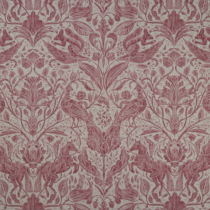 Forest Trail Raspberry by Clarke And Clarke Fabric CLARKE & CLARKE COUNTRY GARDEN COTTON - 80%;POLYESTER - 20% Spain MEDIUM Horizontal: 26.97 and Vertical: 34.65 54 - Fabric Carolina -