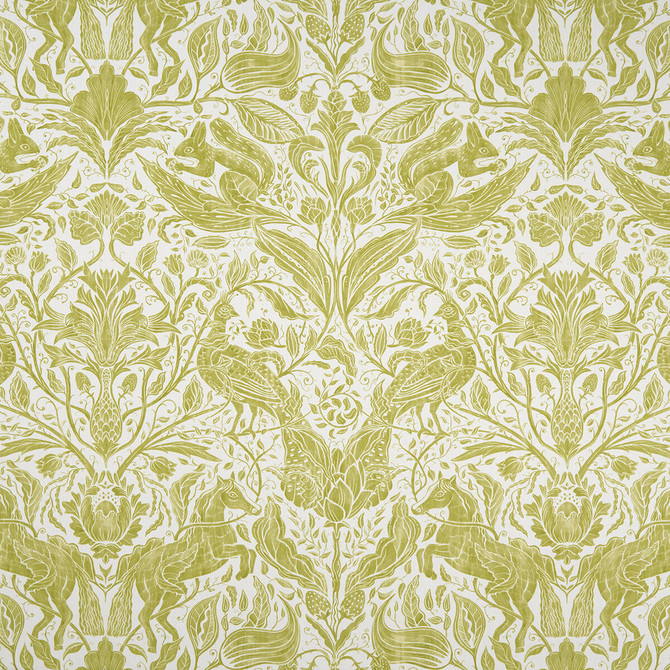 Forest Trail Citrus by Clarke And Clarke Fabric CLARKE & CLARKE COUNTRY GARDEN COTTON - 100% Spain MEDIUM Horizontal: 26.97 and Vertical: 34.65 54 - Fabric Carolina -