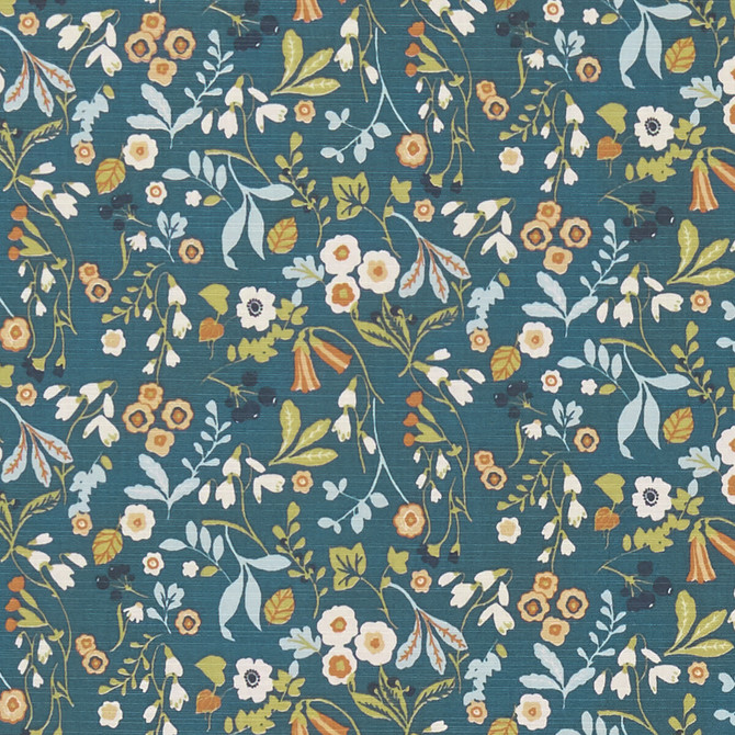 Ashbee Denim/Spice by Clarke And Clarke Fabric CLARKE & CLARKE SHERWOOD COTTON - 100% Turkey MEDIUM Horizontal: and Vertical: 54 - Fabric Carolina -