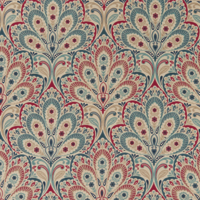 Persia Denim/Raspberry by Clarke And Clarke Fabric CLARKE & CLARKE EDEN COTTON - 90%;LINEN - 10% Spain MEDIUM Horizontal: 13.375 and Vertical: 13.5 54.375 - Fabric Carolina -