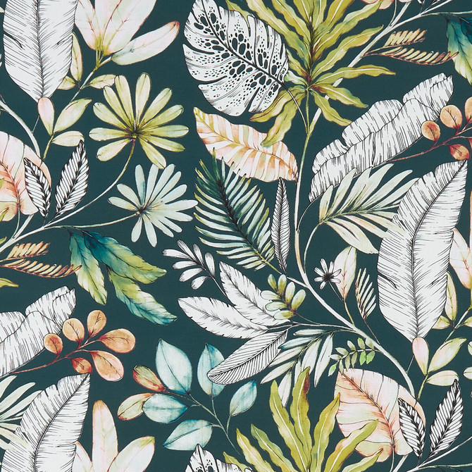 Tropicana Forest by Clarke And Clarke Fabric CLARKE & CLARKE PALMERO COTTON - 100% Spain MEDIUM Horizontal: 18 and Vertical: 22.125 54 - Fabric Carolina -