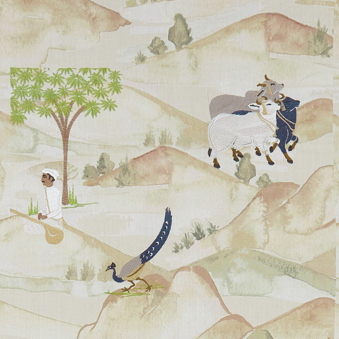 Sahara Denim by Clarke And Clarke Fabric CLARKE & CLARKE PRINCE OF PERSIA COTTON - 85%;VISCOSE - 15% India Horizontal: 24.813 and Vertical: 25.813 51.625 - Fabric Carolina -