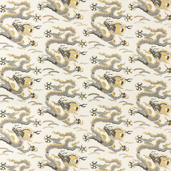 Zen Dragon Gold by Kravet Couture Fabric - COTTON - 95%;RAYON - 5% India - Horizontal: 27 and Vertical: 16.6 54 - Fabric Carolina -