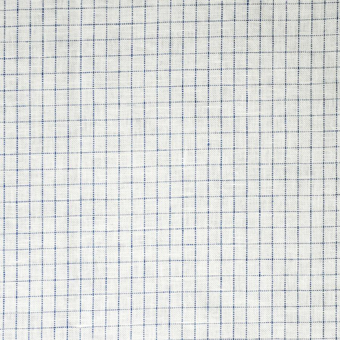 Crossword # 513 Indigo by Maxwell Fabric Stripes & Checks 100% LINEN INDIA V&H-0.5" 54" - Fabric Carolina -