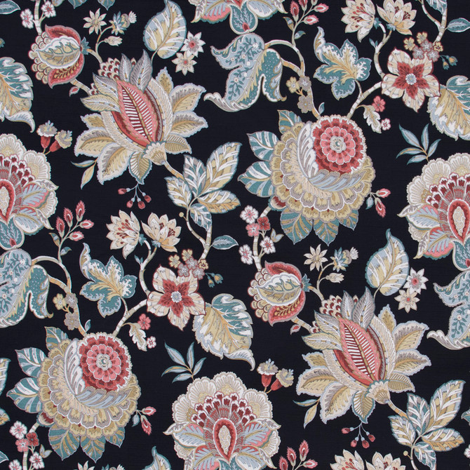 Any Tradition Jet by Carole Fabric Azalea 100% Cotton Spain Passes 30,000 Double Rubs Wyzenbeek Horizontal: 27 and Vertical: 27 54 - Fabric Carolina -