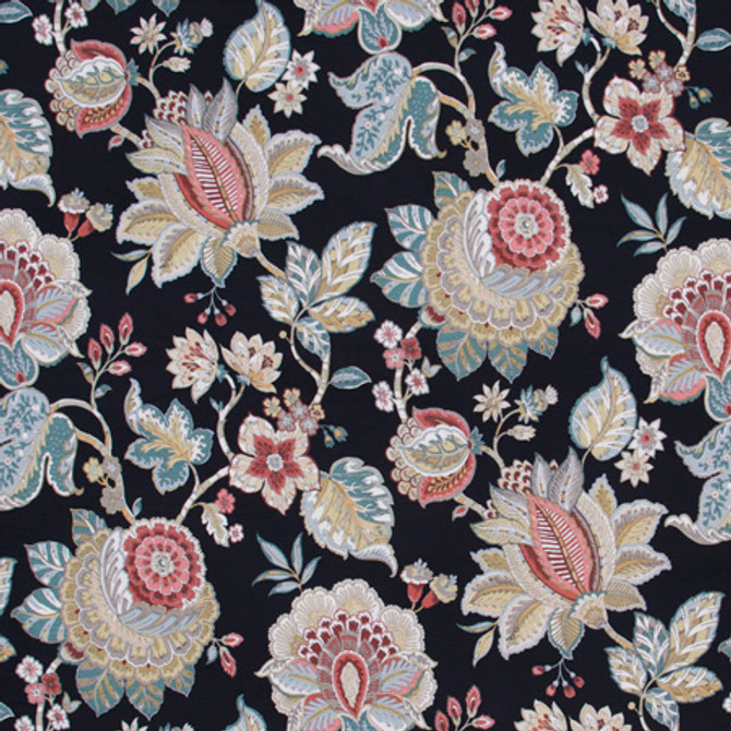 Any Tradition Jet by Carole Fabric Azalea 100% Cotton Spain Passes 30,000 Double Rubs Wyzenbeek </p><p>Repeat: 27" V, 27" H 54" - Fabric Carolina -