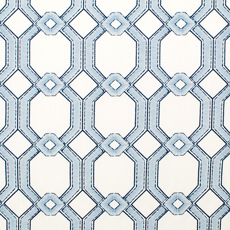 Graceful Gate Delft by Carole Fabric French Navy,Bluebell 100% Polyester India  6 1/2" V, 6 3/4" H 53.5"  - Fabric Carolina -