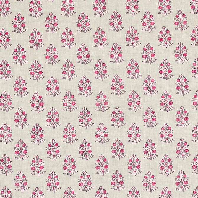 Aditi Hand Blocked Print Pink 179362 by Schumacher Fabric Jacaranda 3.0" - Fabric Carolina -