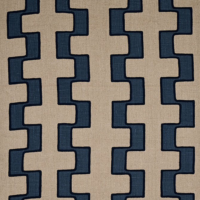 Dixon Embroidered Print Linen Blue 179682 by Schumacher Fabric WORLD VIEW II LINEN 90% ACRYLIC 10% INDIA </p><p>Repeat: Horizontal: and Vertical: 52 - Fabric Carolina -