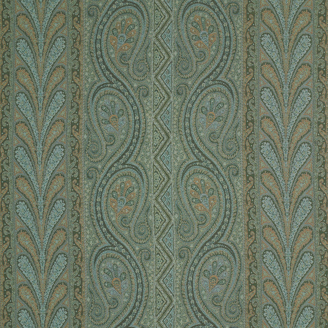 Chatelaine Paisley Jade 50776 by Schumacher Fabric RIVE GAUCHE VISCOSE 65% WOOL 25% ITALY MARTINDALE 4,000 </p><p>Repeat: Horizontal: 29 1/2" (75CM) and Vertical: 17 1/8" (43CM) 59 - Fabric Carolina -