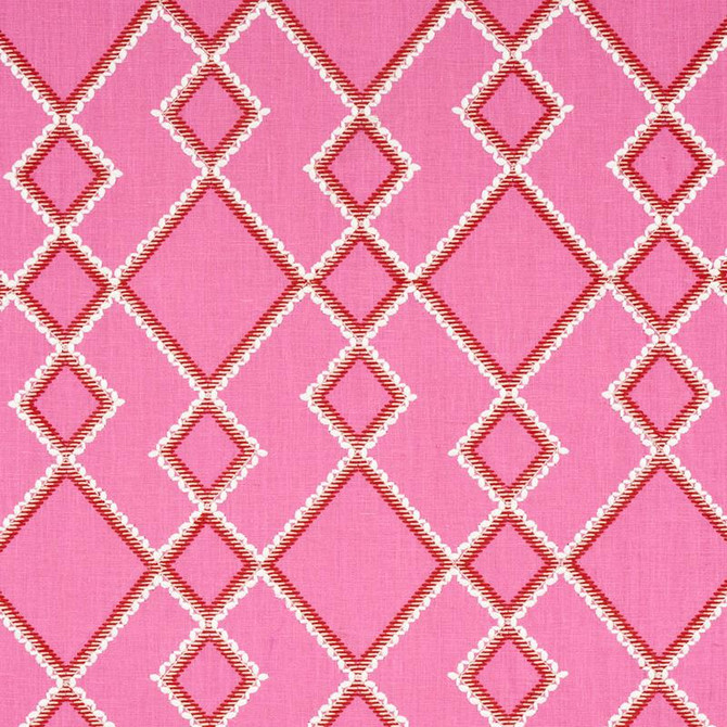 Branson Embroidery Pink 75890 by Schumacher Fabric Happy Together 8.12" - Fabric Carolina -