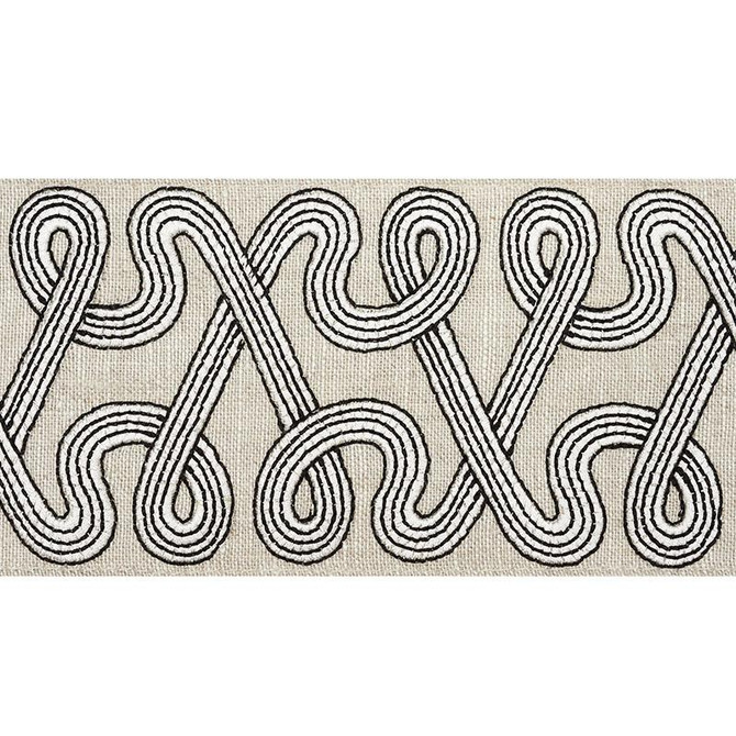 Freeform Embroidered Tape Graphite 76732 by Schumacher Trim Freehand 3.88" - Fabric Carolina -