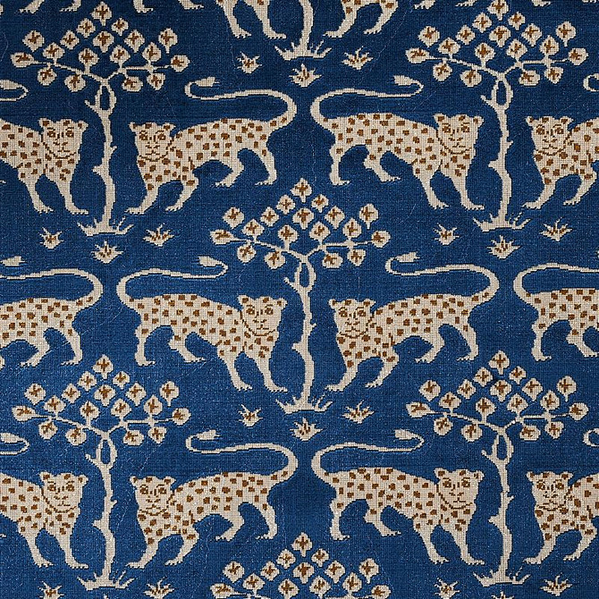 Woodland Leopard Velvet Sapphire 80082 by Schumacher Fabric Cut & Patterned Velvets 13.25" - Fabric Carolina -