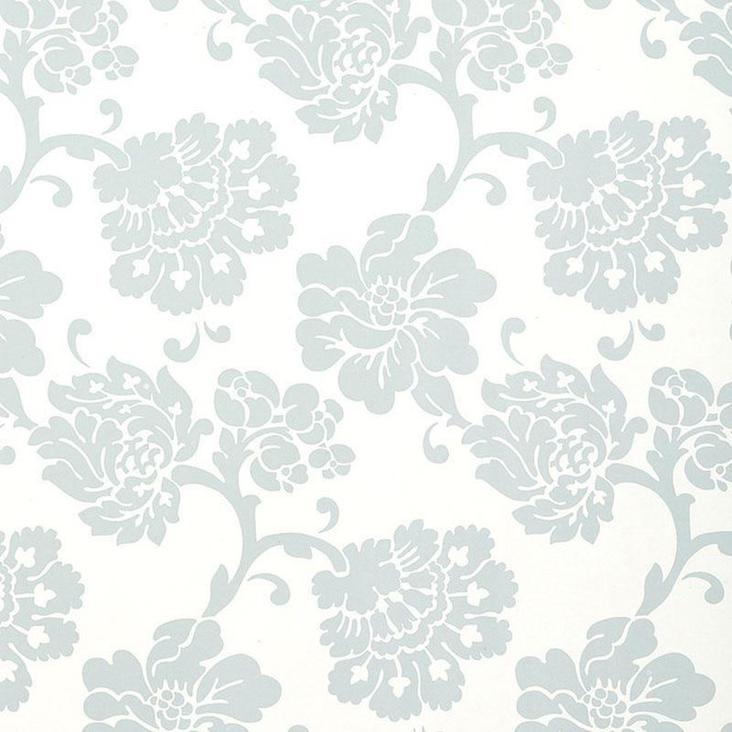 Albero Floreale Damask Aqua 5003622 by Schumacher Wallpaper Palazzo 13.5" - Fabric Carolina -